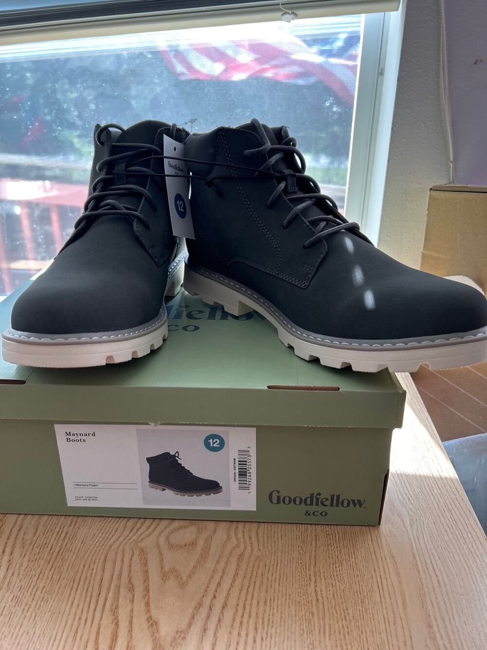 New Mens Goodfellow & Co Maynard Lace Up Boots Memory Foam Charcoal Size 12
